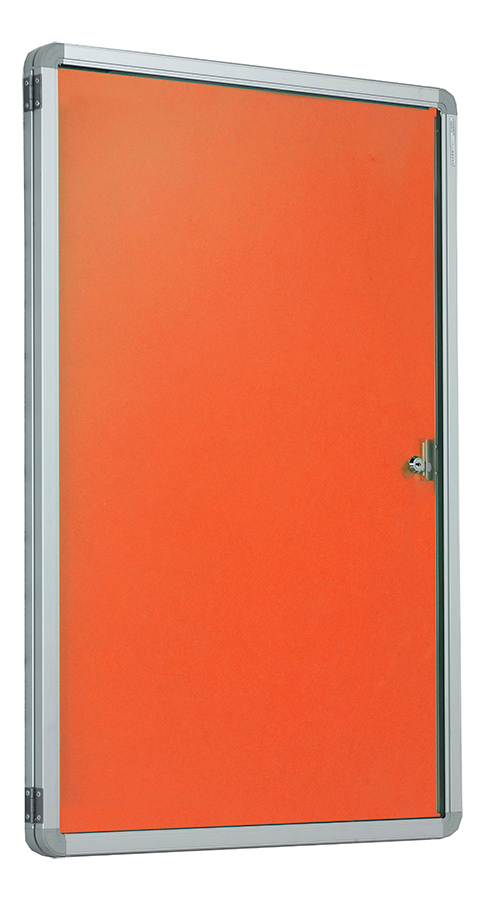 Fire Retardant Single Door Tamperproof Accents Noticeboard in Orange